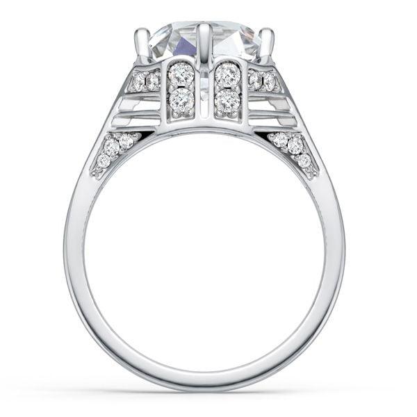 Vintage Cushion Cut White Sapphire Engagement Ring in Rhodium Plated 925 Sterling Silver