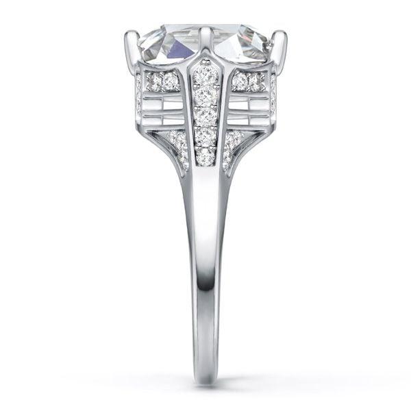 Vintage Cushion Cut White Sapphire Engagement Ring in Rhodium Plated 925 Sterling Silver