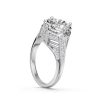 Vintage Cushion Cut White Sapphire Engagement Ring in Rhodium Plated 925 Sterling Silver