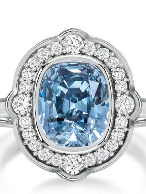 Halo Cushion Cut Engagement Ring 3.79 CT. Center Stone Sterling Silver