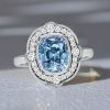 Halo Cushion Cut Engagement Ring 3.79 CT. Center Stone Sterling Silver