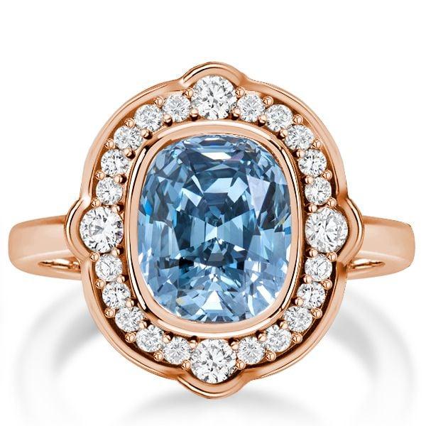 Halo Cushion Cut Engagement Ring 3.79 CT. Center Stone Sterling Silver