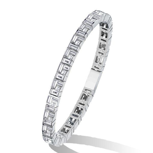 Baguette Tennis Bracelet for Women - Stacked Bezel Design - Sterling Silver