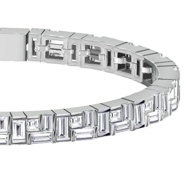 Baguette Tennis Bracelet for Women - Stacked Bezel Design - Sterling Silver