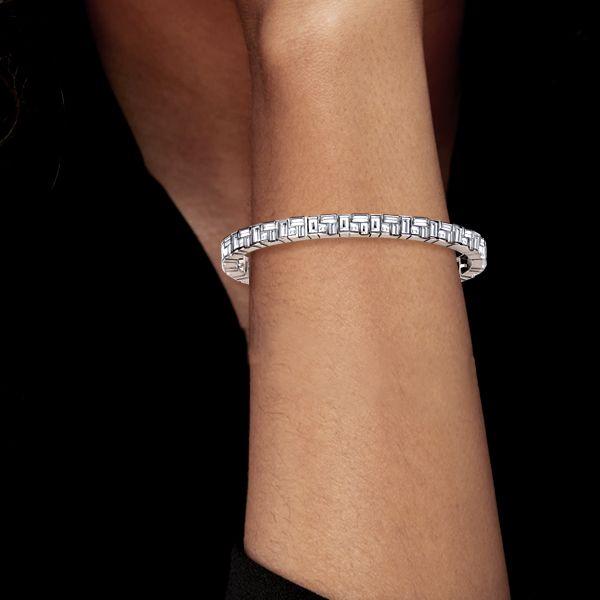 Baguette Tennis Bracelet for Women - Stacked Bezel Design - Sterling Silver