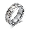 Titanium Steel Two-Row Wedding Band for Men - Silver Finish