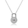 Personalized Initial Lock Pendant Necklace - Sterling Silver, Custom Engraved