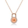 Personalized Initial Lock Pendant Necklace - Sterling Silver, Custom Engraved