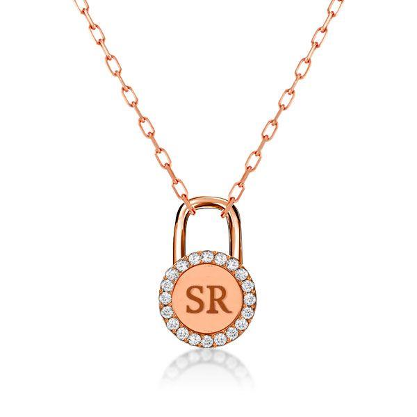 Personalized Initial Lock Pendant Necklace - Sterling Silver, Custom Engraved