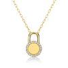 Personalized Initial Lock Pendant Necklace - Sterling Silver, Custom Engraved