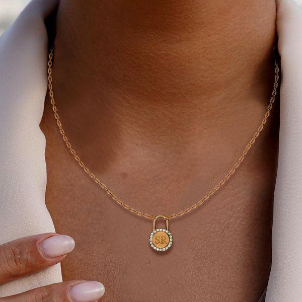 Personalized Initial Lock Pendant Necklace - Sterling Silver, Custom Engraved
