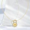 Personalized Initial Lock Pendant Necklace - Sterling Silver, Custom Engraved