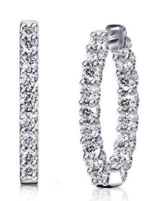 925 Sterling Silver Earrings for Women - 2.00 CT, Rhodium Plated