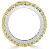 Micro-Pave Emerald and Pear Cut Yellow Topaz Eternity Band in Rhodium Plated Sterling Silver