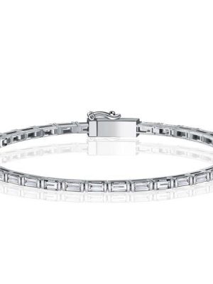 Dainty Baguette Tennis Bracelet for Women, 925 Sterling Silver with 5.25 CT. TW