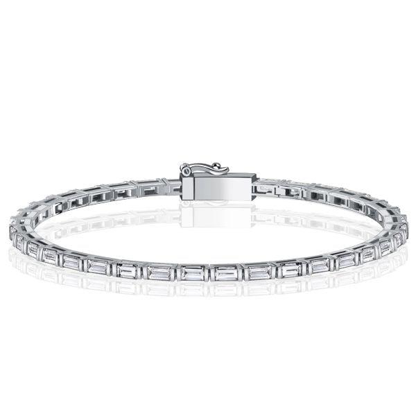 Dainty Baguette Tennis Bracelet for Women, 925 Sterling Silver with 5.25 CT. TW