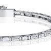 Dainty Baguette Tennis Bracelet for Women, 925 Sterling Silver with 5.25 CT. TW