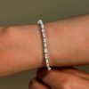Dainty Baguette Tennis Bracelet for Women, 925 Sterling Silver with 5.25 CT. TW
