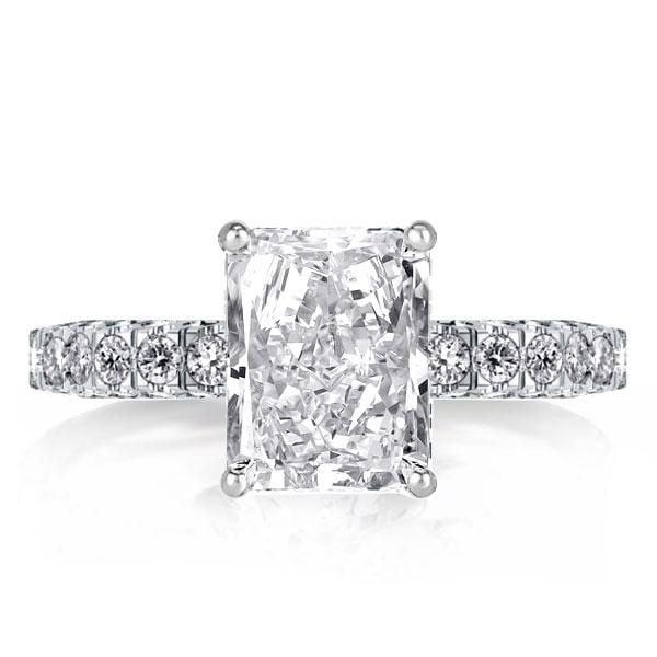 Radiant Cut Double Hidden Halo Engagement Ring in Sterling Silver, 3.00 CT. Center Stone