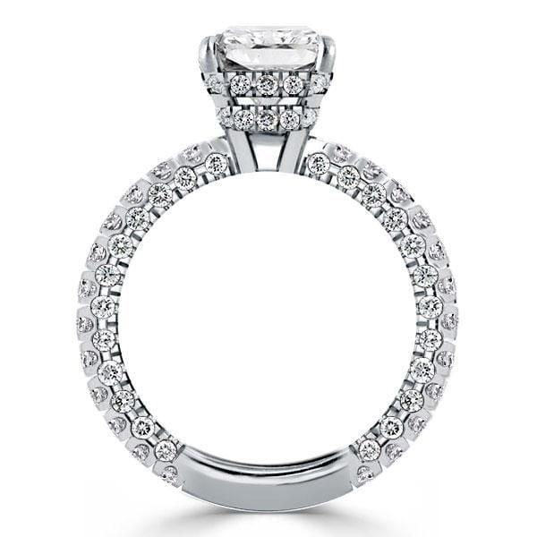 Radiant Cut Double Hidden Halo Engagement Ring in Sterling Silver, 3.00 CT. Center Stone