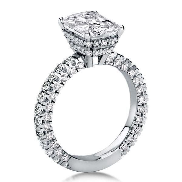 Radiant Cut Double Hidden Halo Engagement Ring in Sterling Silver, 3.00 CT. Center Stone
