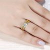 18K Gold Plated Sterling Silver White Sapphire Bridal Set with Milgrain Detail