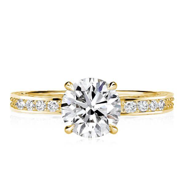 18K Gold Plated Sterling Silver White Sapphire Bridal Set with Milgrain Detail
