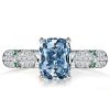 Blue Topaz Cushion Cut Engagement Ring - Sterling Silver Pave Setting