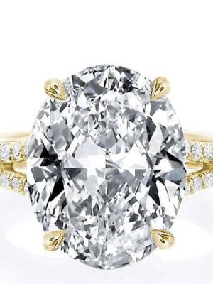 Gold Split Shank Engagement Ring - 9.32 CT Center Stone