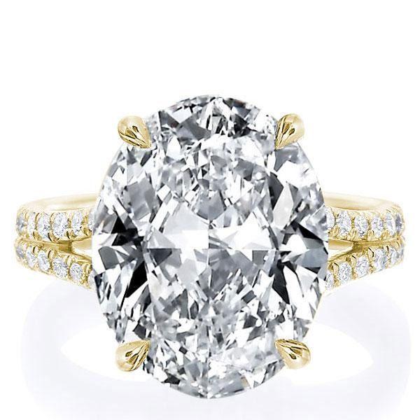 Gold Split Shank Engagement Ring - 9.32 CT Center Stone