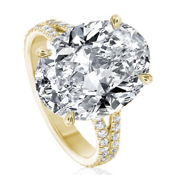 Gold Split Shank Engagement Ring - 9.32 CT Center Stone