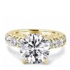 Golden Round Created White Sapphire Engagement Ring - 18K Gold Plated Sterling Silver