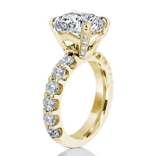 Golden Round Created White Sapphire Engagement Ring - 18K Gold Plated Sterling Silver