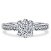 8 Prong Cushion Cut Engagement Ring for Women in Sterling Silver