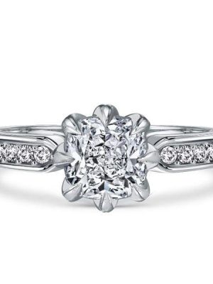8 Prong Cushion Cut Engagement Ring for Women in Sterling Silver