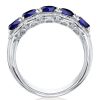 Halo Cushion Created Sapphire Wedding Band in Sterling Silver