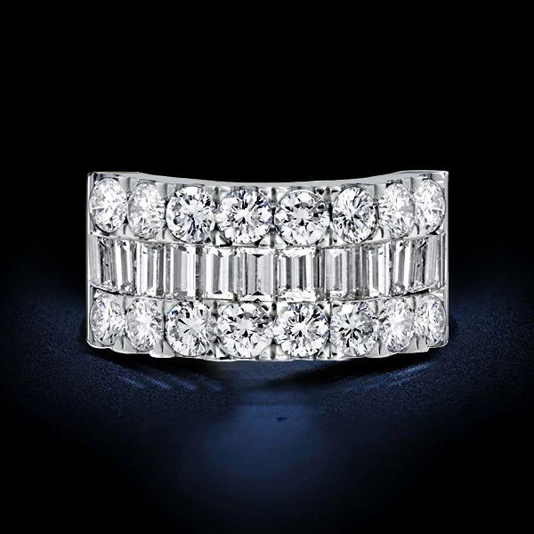 Baguette Cut Half Eternity Sterling Silver Wedding Anniversary Band - 4.50 CT. TW.