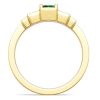 5 Stone Emerald Cut Emerald Green Engagement Ring in 18K Gold Plated Sterling Silver