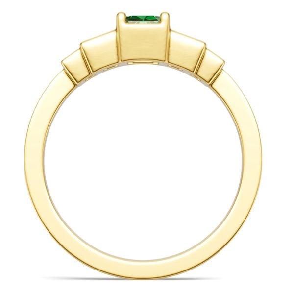 5 Stone Emerald Cut Emerald Green Engagement Ring in 18K Gold Plated Sterling Silver