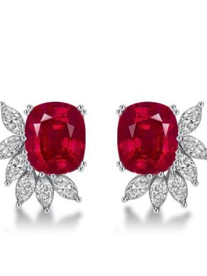 Ruby & Marquise Sterling Silver Stud Earrings - 15 CT. TW.
