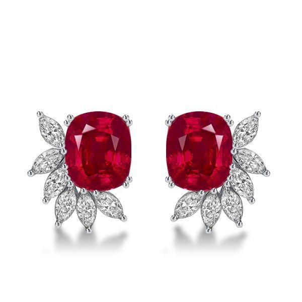 Ruby & Marquise Sterling Silver Stud Earrings - 15 CT. TW.