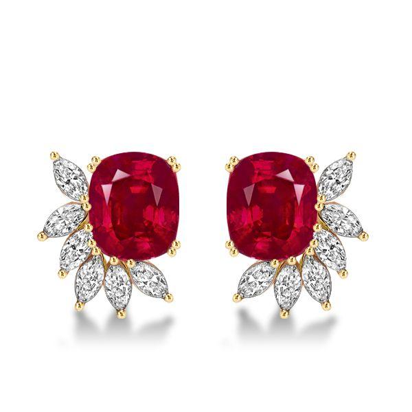 Ruby & Marquise Sterling Silver Stud Earrings - 15 CT. TW.