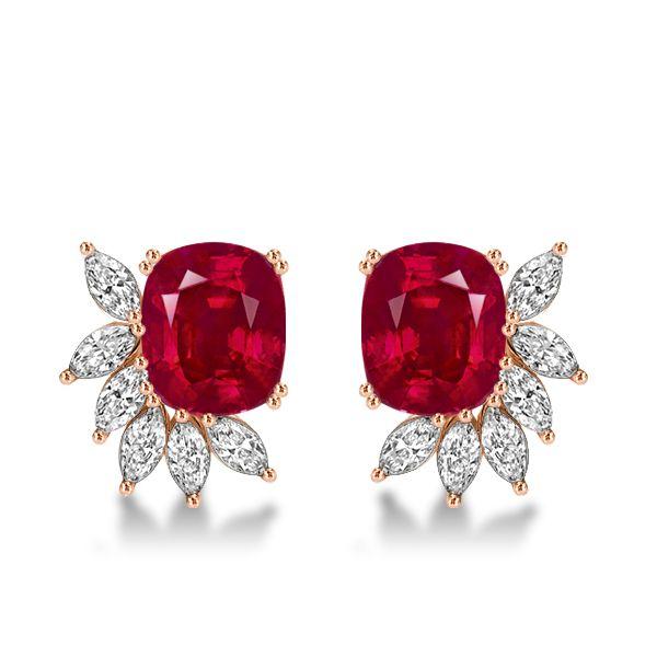 Ruby & Marquise Sterling Silver Stud Earrings - 15 CT. TW.
