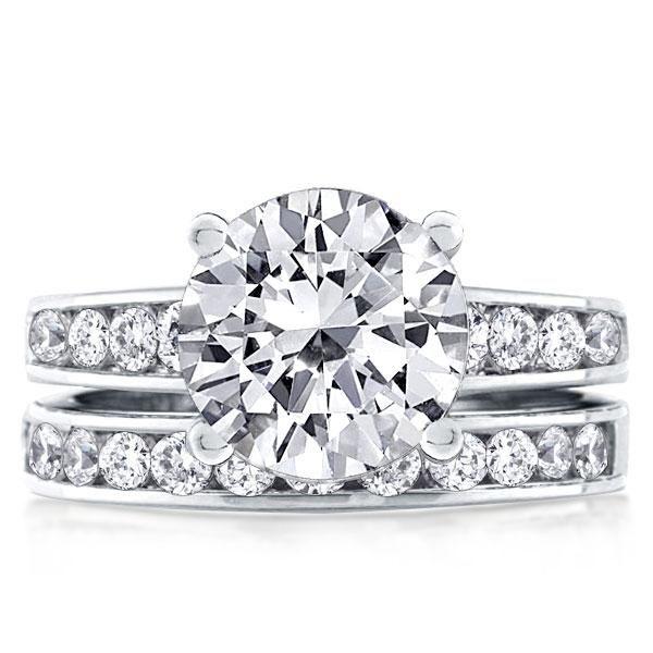 Sterling Silver Round Cut Channel Set Bridal Ring Set - 4.75 CT Center Stone