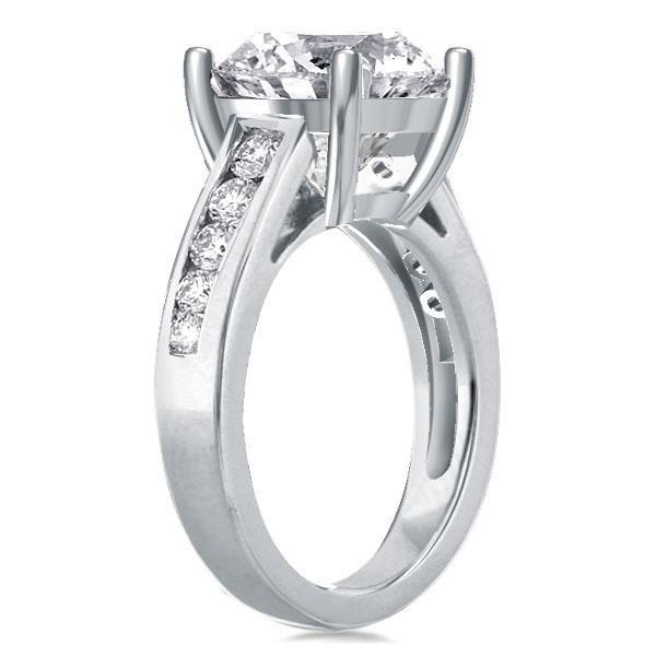 Sterling Silver Round Cut Channel Set Bridal Ring Set - 4.75 CT Center Stone