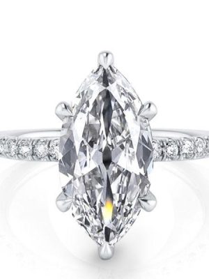 Marquise Cut Created White Sapphire Engagement Ring - 925 Sterling Silver