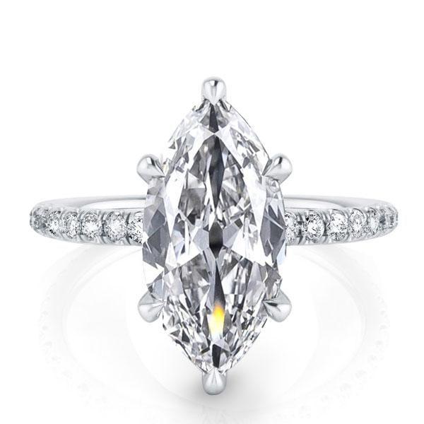 Marquise Cut Created White Sapphire Engagement Ring - 925 Sterling Silver