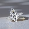 Marquise Cut Created White Sapphire Engagement Ring - 925 Sterling Silver