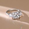 Cushion Cut Sterling Silver Three Stone Engagement Ring - Double Prong Setting