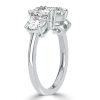 Cushion Cut Sterling Silver Three Stone Engagement Ring - Double Prong Setting
